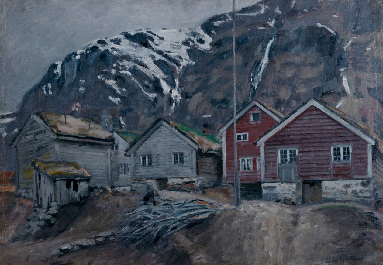Casas antigas em Hyen de Bernt Wilhelm Tunold