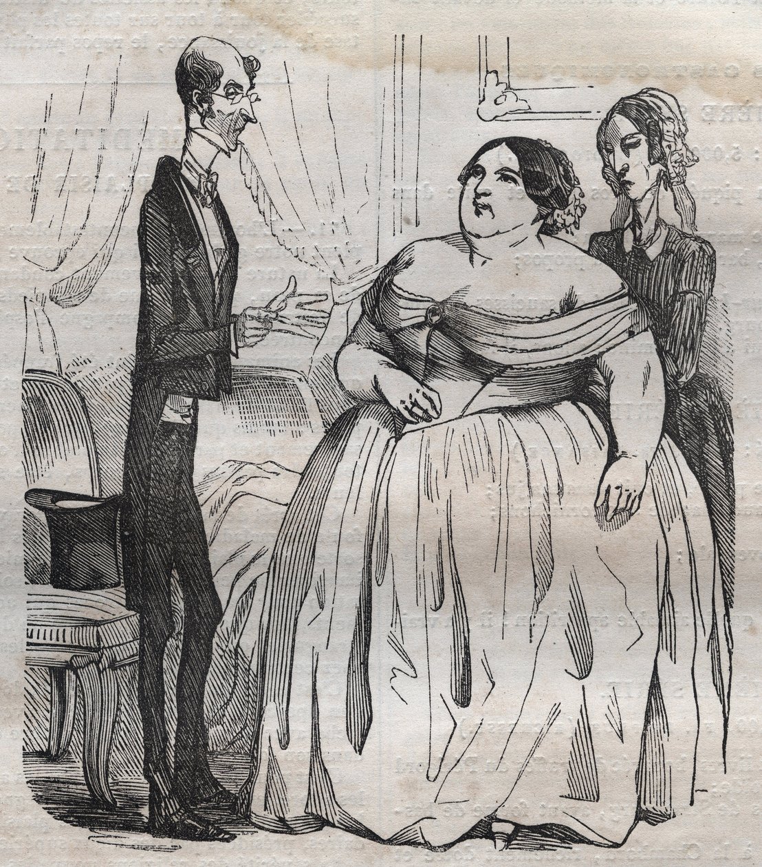 Des Gourmands - obesidade e skinny - gravura em "La Physiologie du gout" de Jean Anthelme Brillat Savarin (Brillat-Savarin de Bertall
