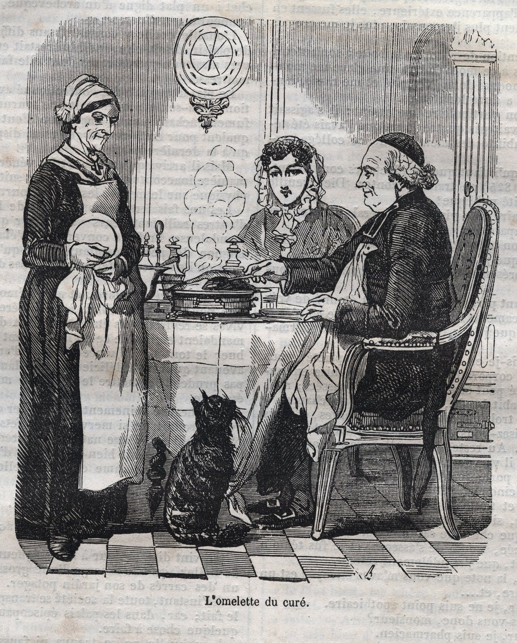 A omelete da cura - gravação em "La Physiologie du gout" de Jean Anthelme Brillat Savarin de Bertall