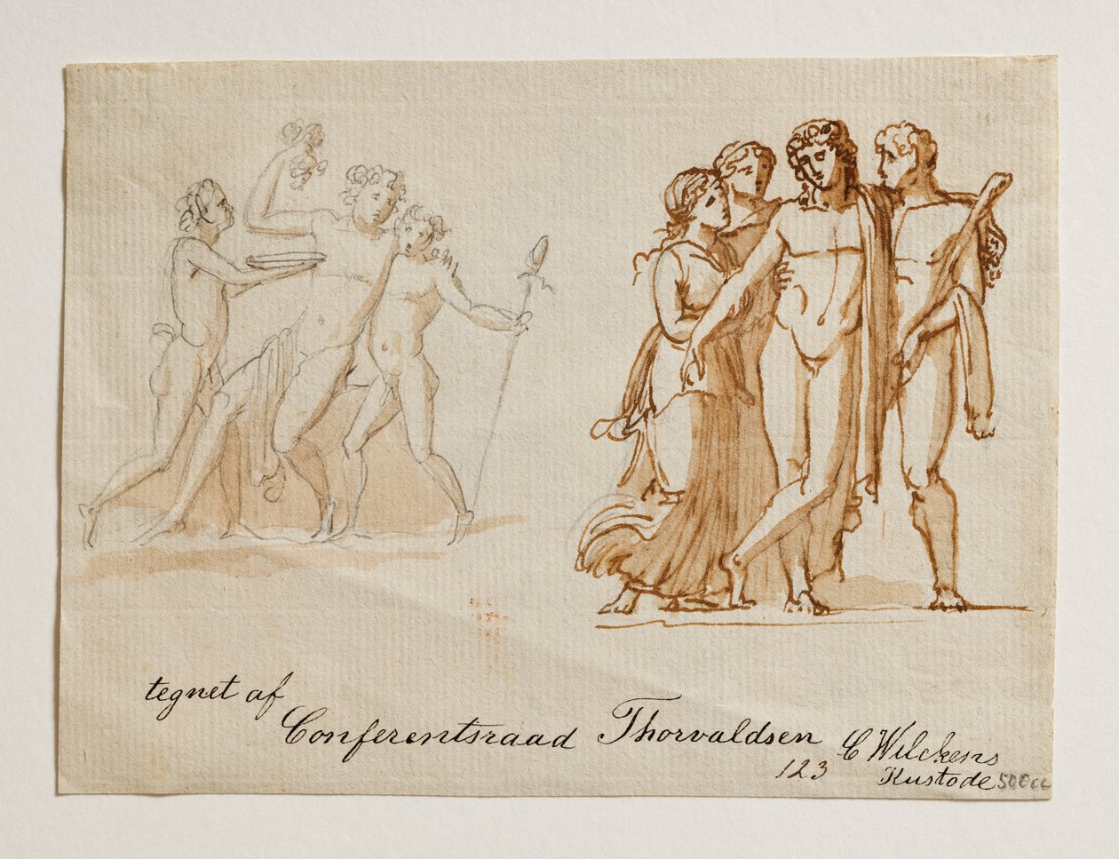 Bacchus e dois Fauns. Baco, Hércules e duas mulheres de Bertel Thorvaldsen