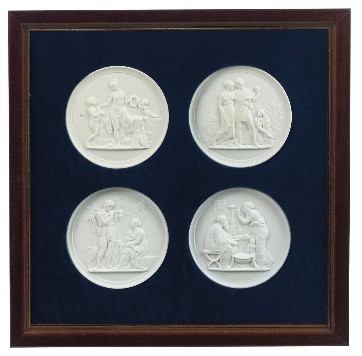 Um conjunto de quatro placas moldadas em relevo, final do século 20 (gesso) de Bertel (after) Thorvaldsen