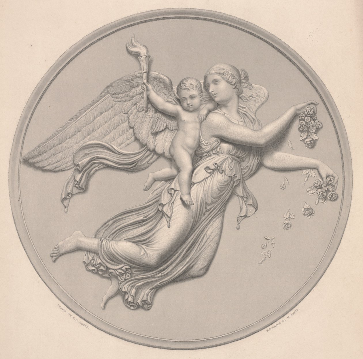 Manhã, desenhada por F. R. Roffe (fl.1850-63), gravada por William Callio Roffe (1817-89), meados do século XIX (reprodição da gravura) de Bertel (after) Thorvaldsen