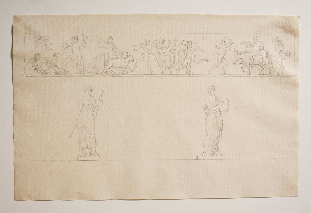 Procissão Bacantal com Bacchus e Ariadne. Duas Estátuas de Musas de Bertel Thorvaldsen