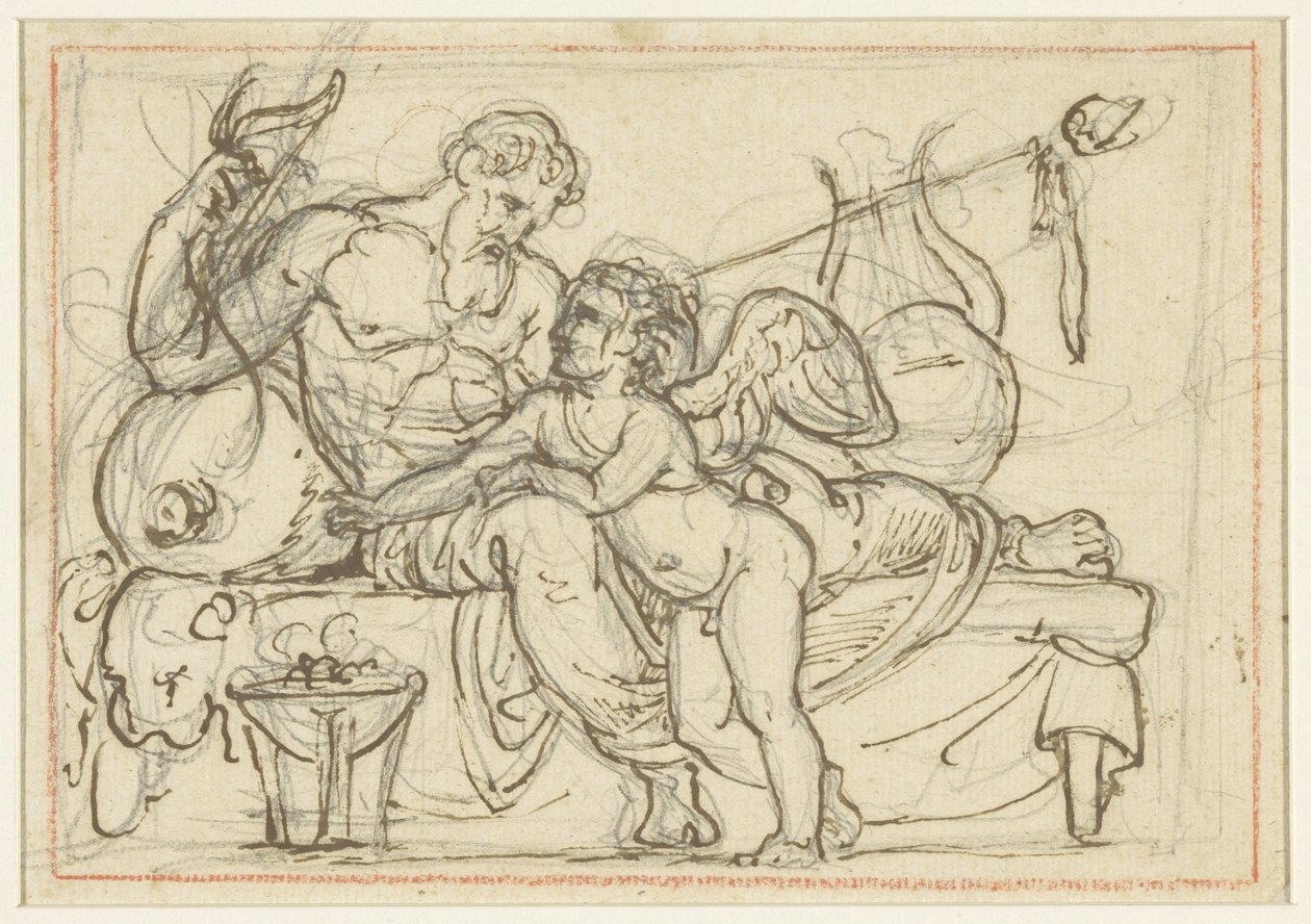 Projeto para um relevo representando Amor e uma figura reclinada de Anacreon de Bertel Thorvaldsen