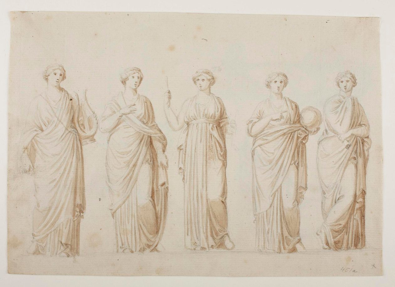 As musas Terpsícore, Erato, Clio, Urânia e Polímnia de Bertel Thorvaldsen