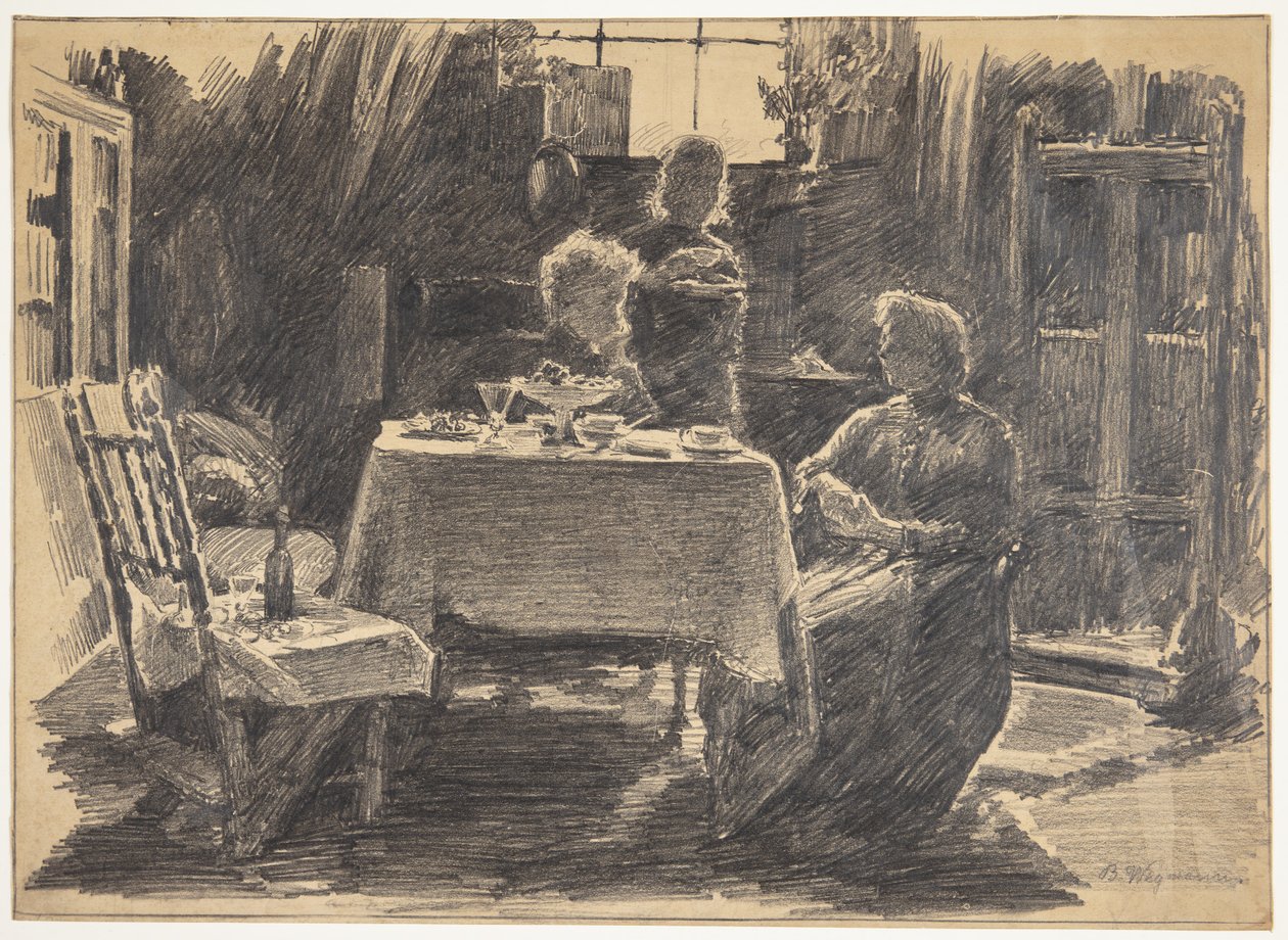 Chá da tarde no estúdio do artista de Bertha Wegmann