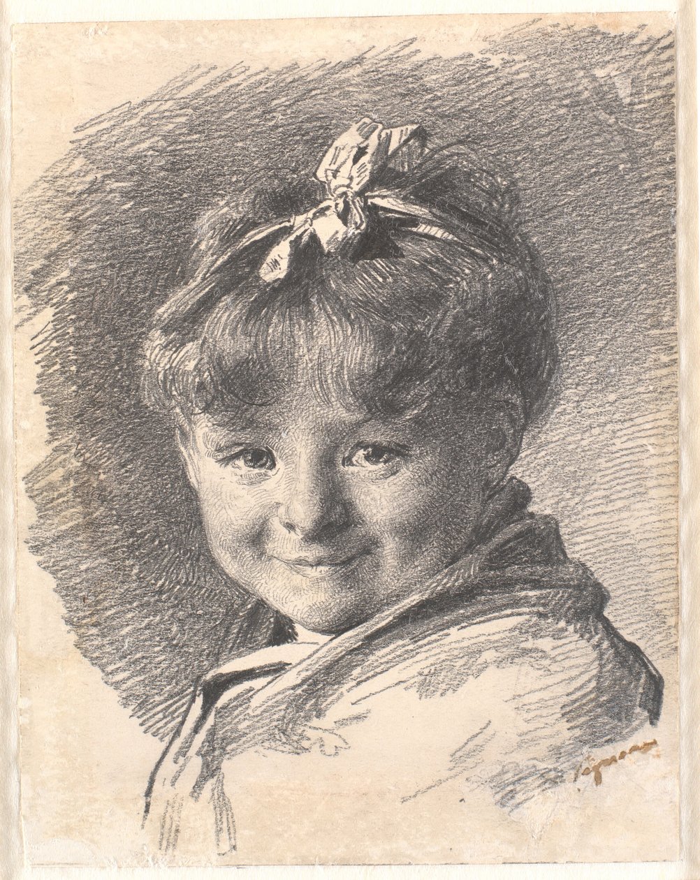 Retrato de uma menina com cabelo curto e faixa de cabelo de Bertha Wegmann