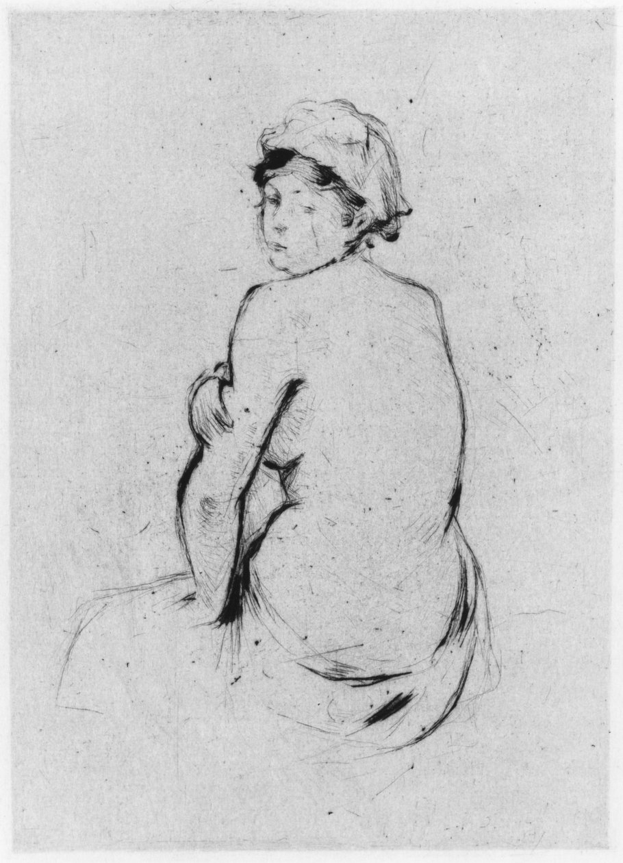 Nu feminino visto por trás, 1889 (ponto de seca) de Berthe Morisot