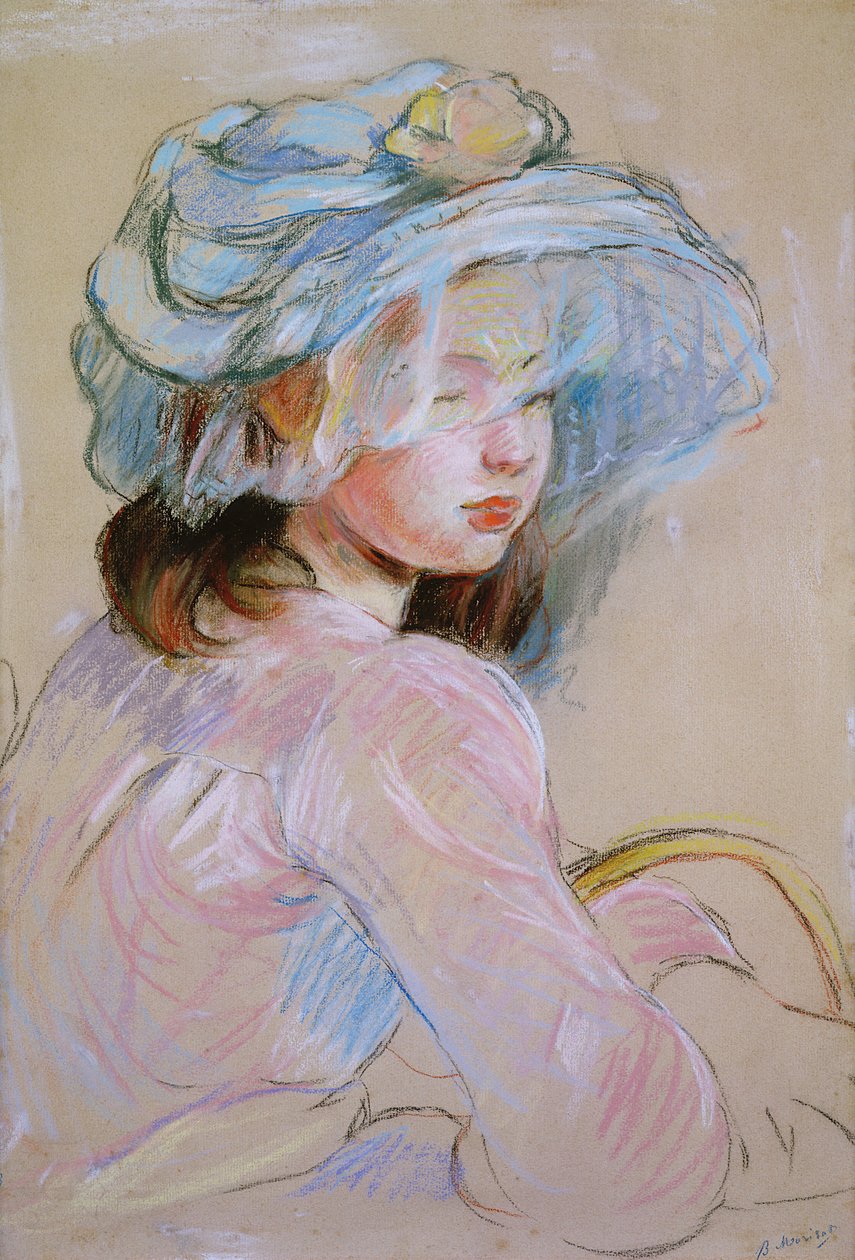 Menina carregando uma cesta, 1891 (pastel sobre papel) de Berthe Morisot