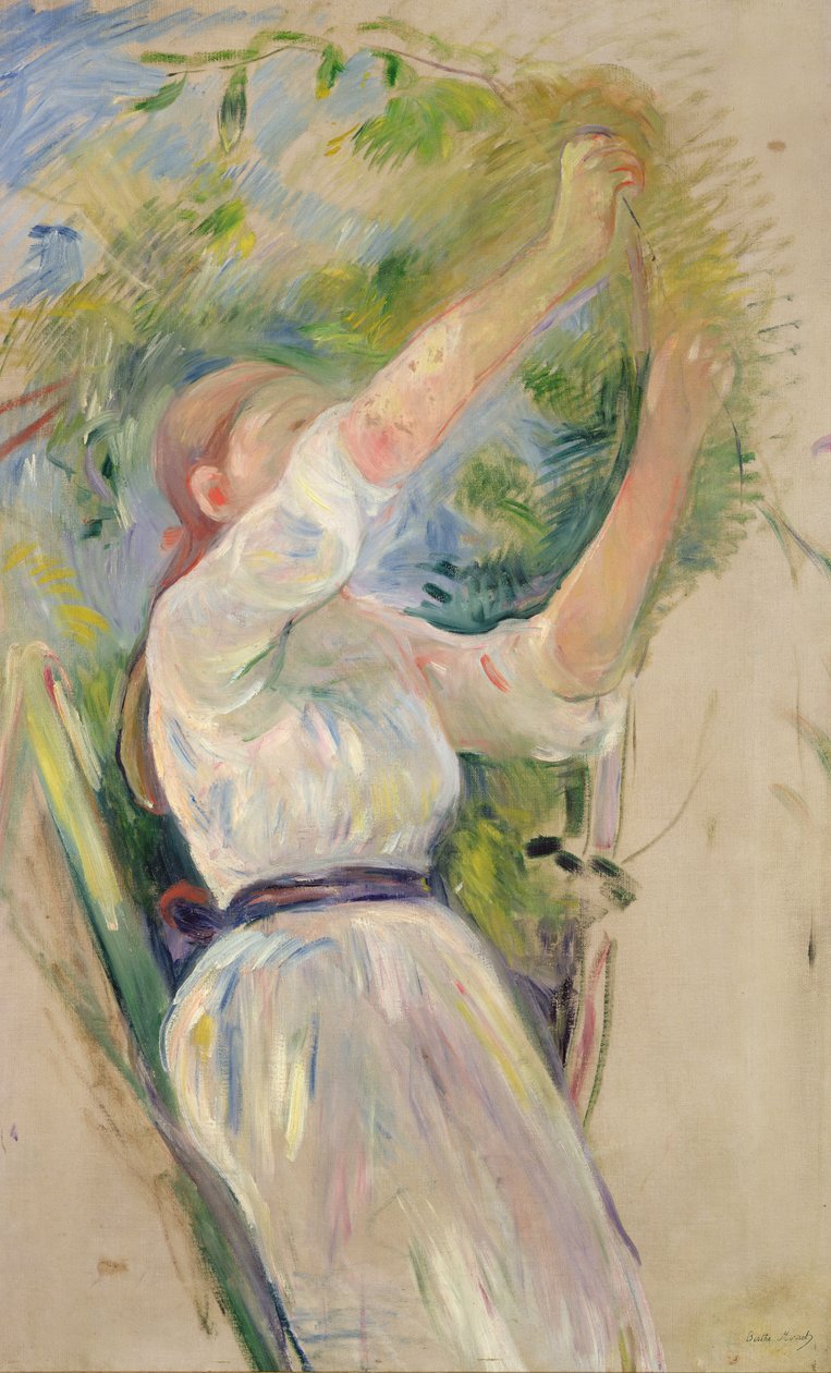 Menina colhendo cerejas, 1891 de Berthe Morisot
