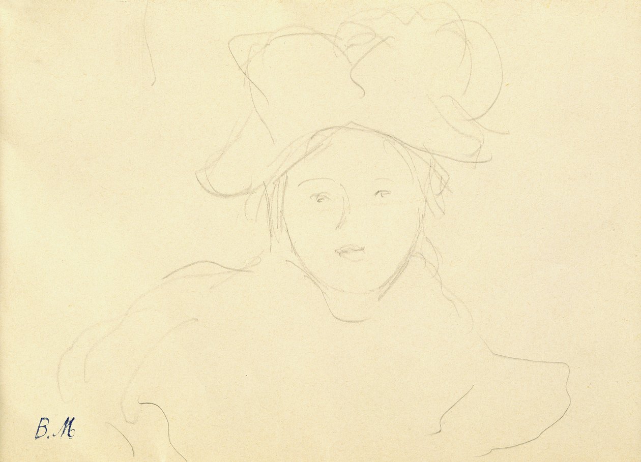 Menina com um chapéu, 1889 de Berthe Morisot