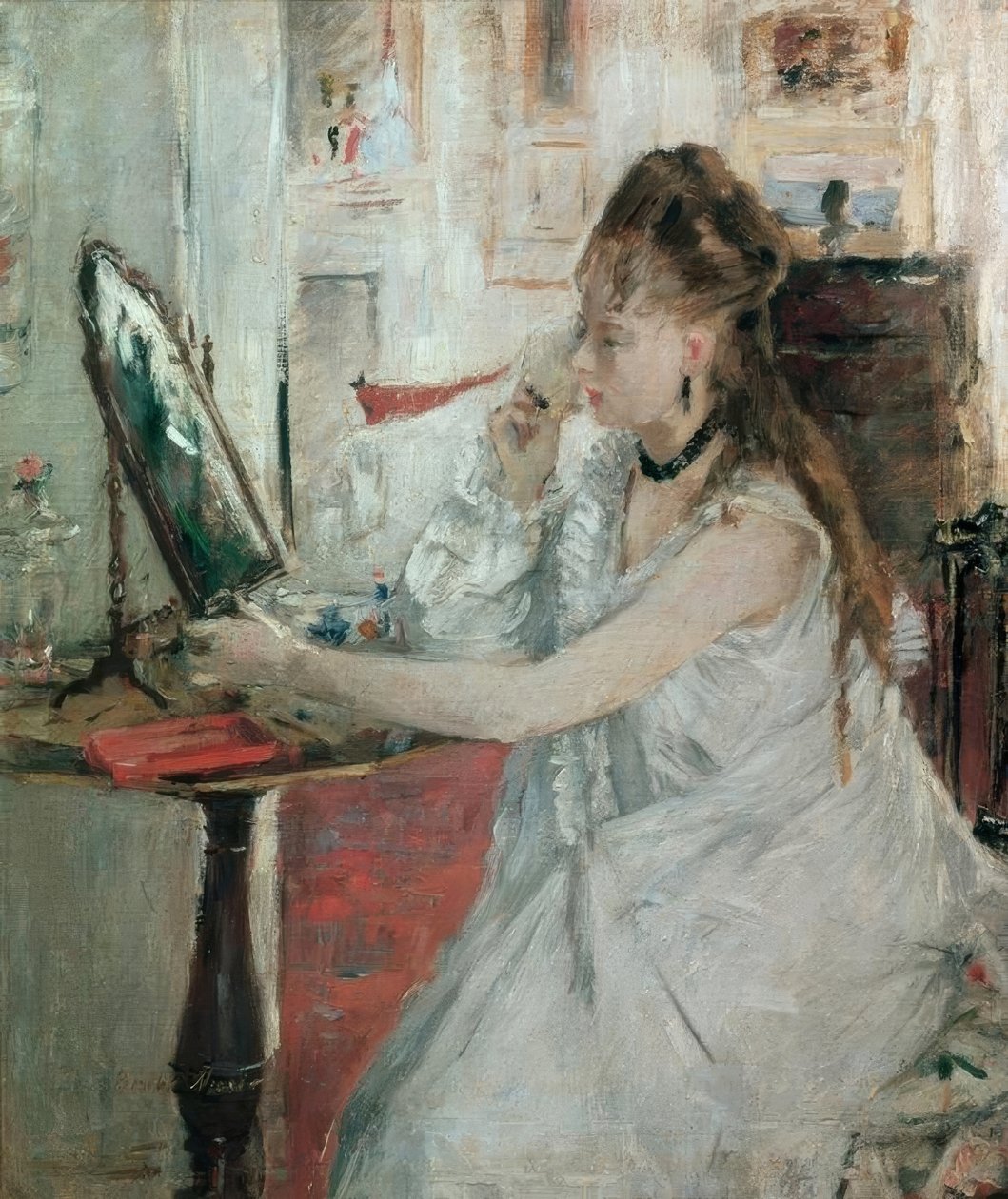 Jeune femme se poudrant (Jovem se pulverizando) de Berthe Morisot