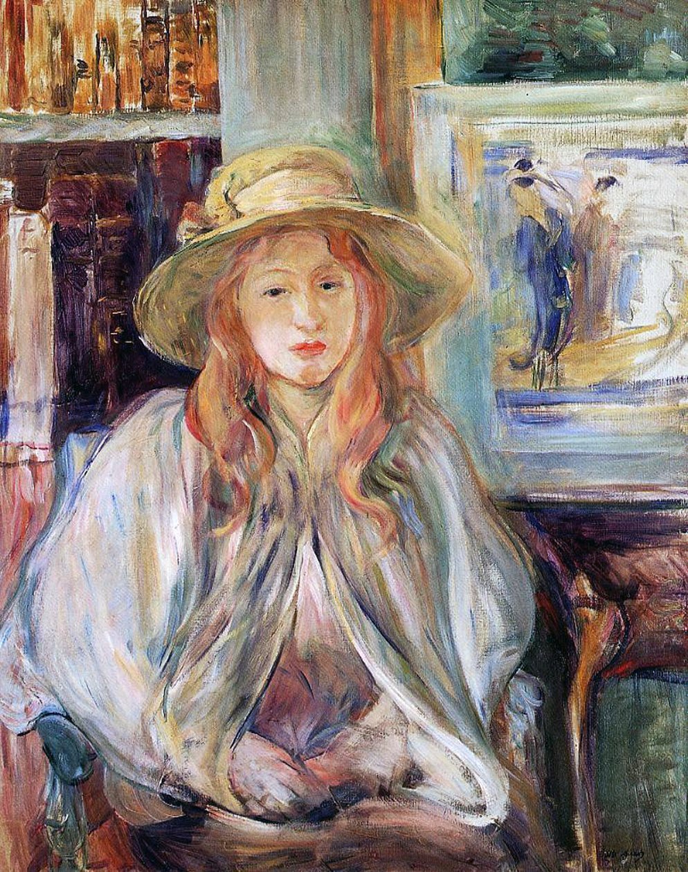 Julie Manet com um chapéu de palha, tela de 1892) de Berthe Morisot