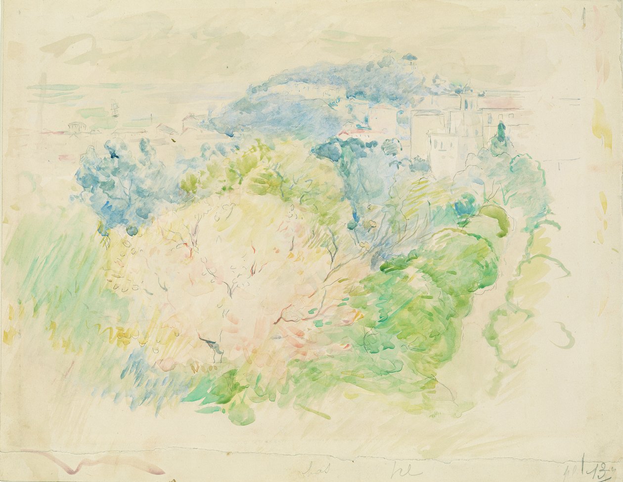 Montanha com um Chateau, 1888 de Berthe Morisot