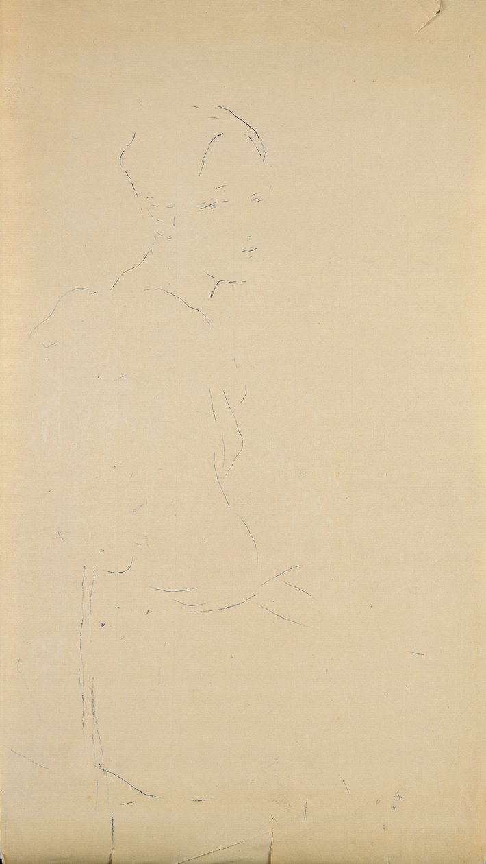 Perfil de uma jovem sentada, 1887 (lápis de cor sobre papel) de Berthe Morisot