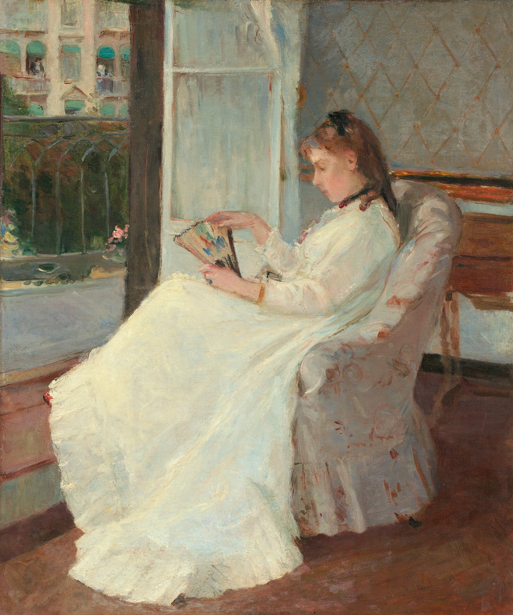 A irmã do artista em uma janela, 1869 de Berthe Morisot