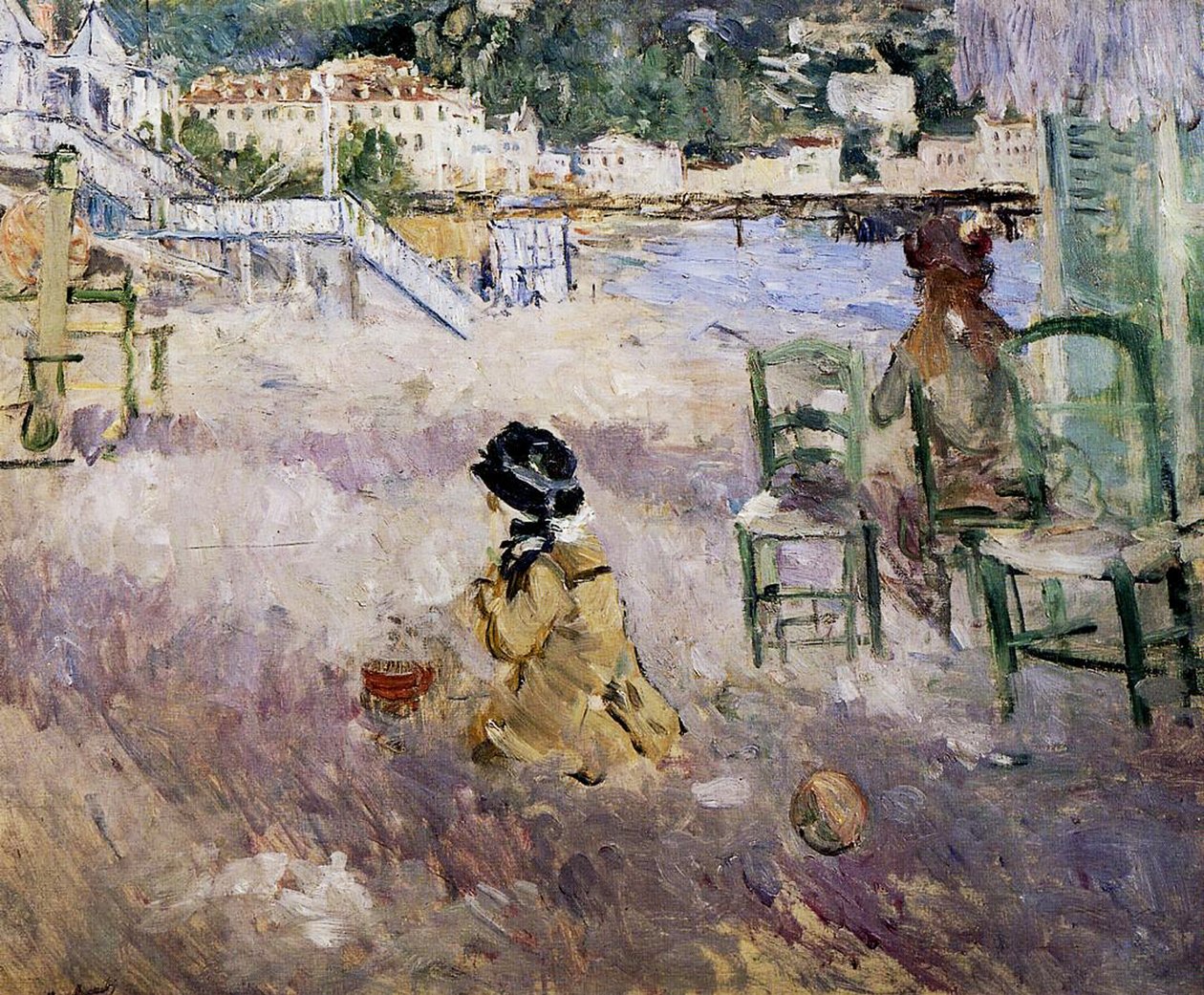 A praia de Nice, 1882 (lona oilon) de Berthe Morisot