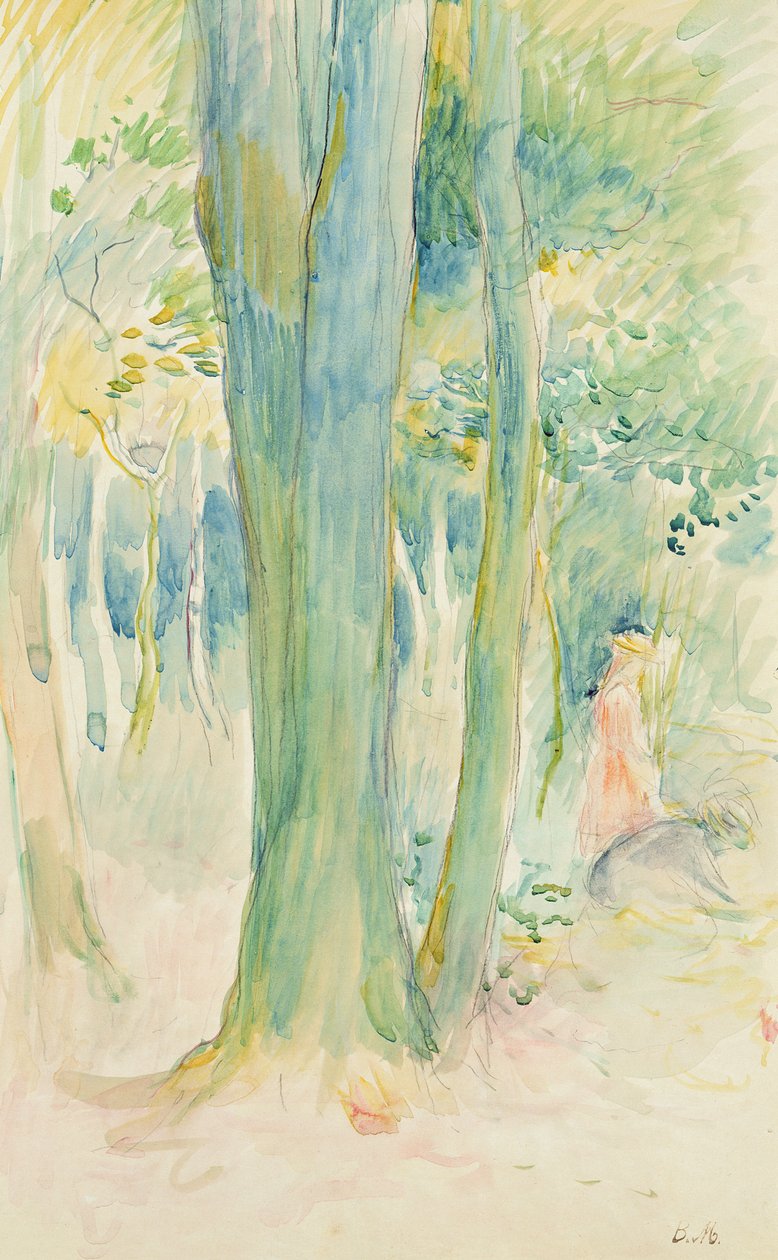 Sob as árvores na floresta, 1893 de Berthe Morisot