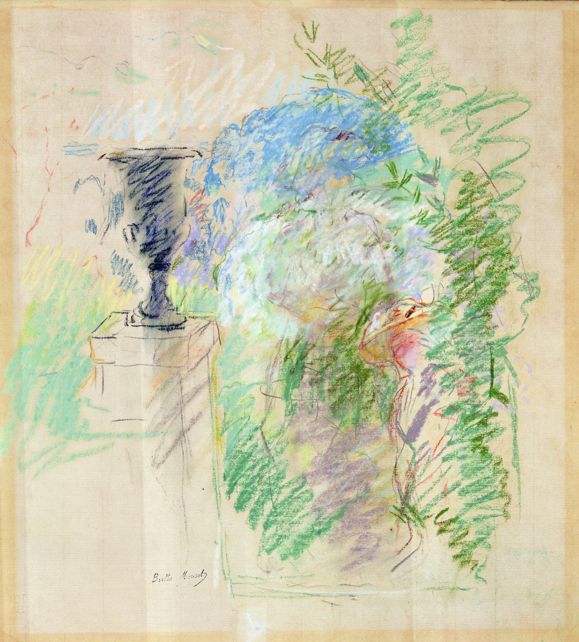 Vaso em um jardim, 1890 (pastel sobre papel) de Berthe Morisot