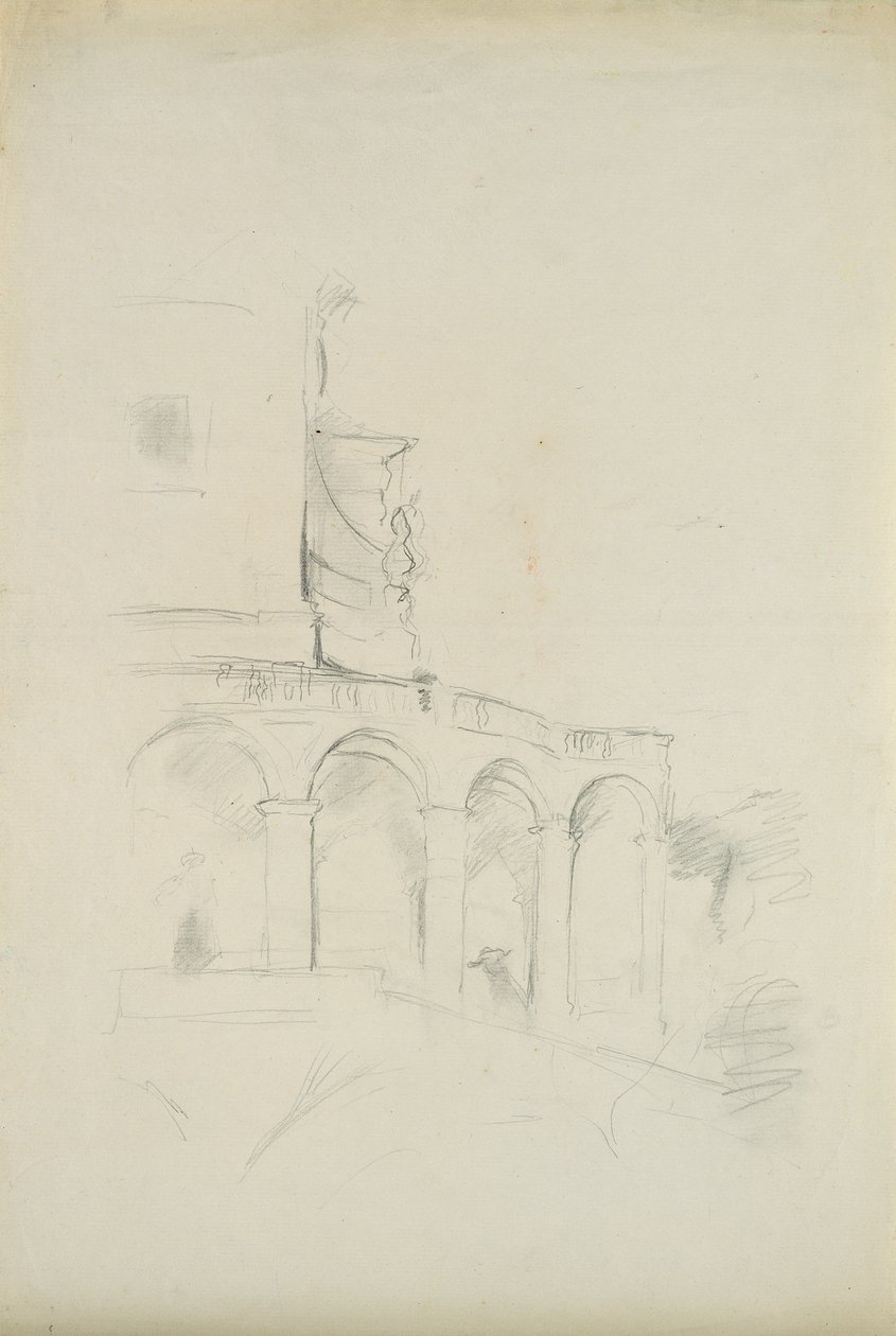 Villa em Saint-Pons, em Nice, 1889 (grafite sobre papel) de Berthe Morisot
