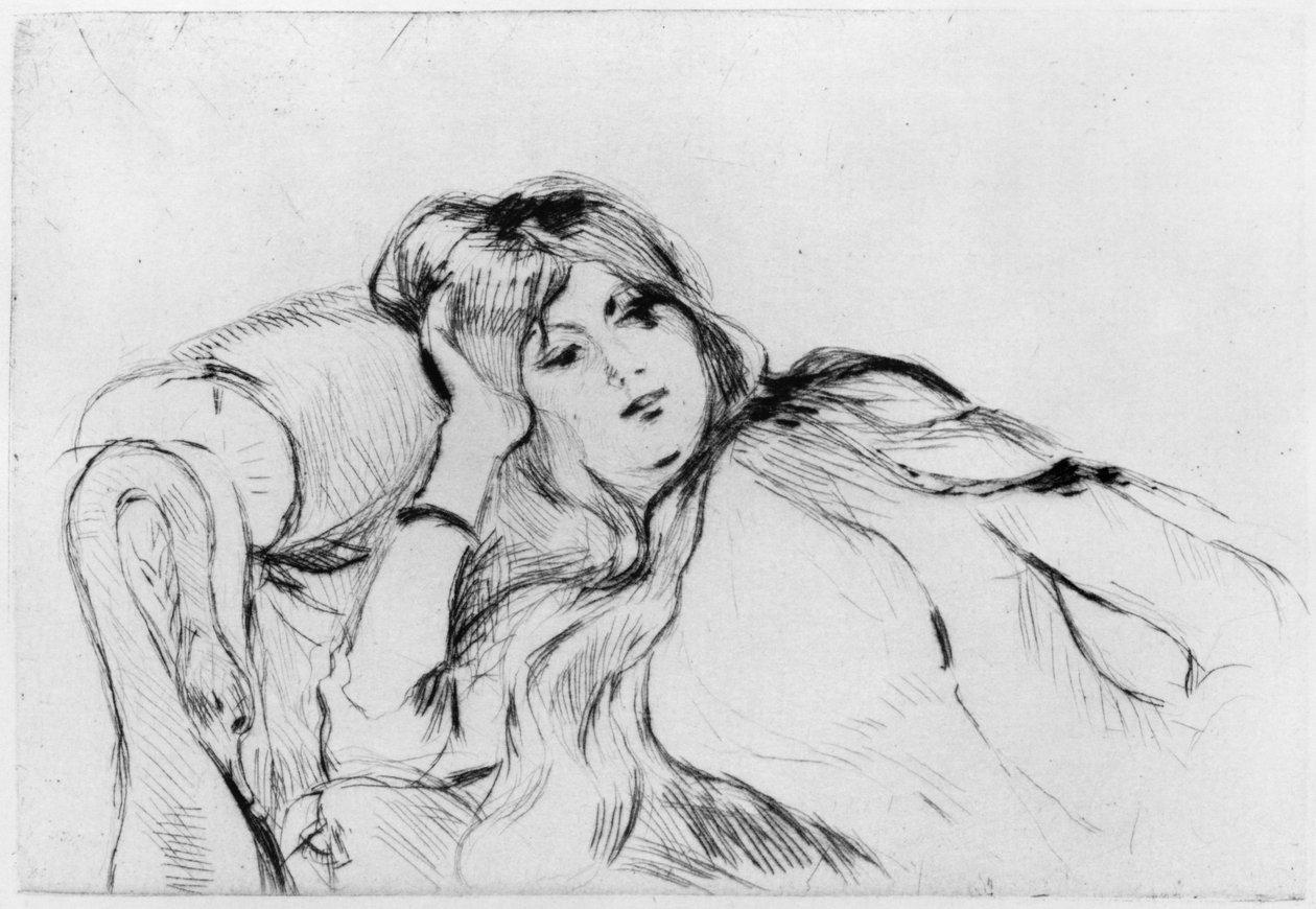 Jovem em repouso, 1889 (ponto de seca) de Berthe Morisot