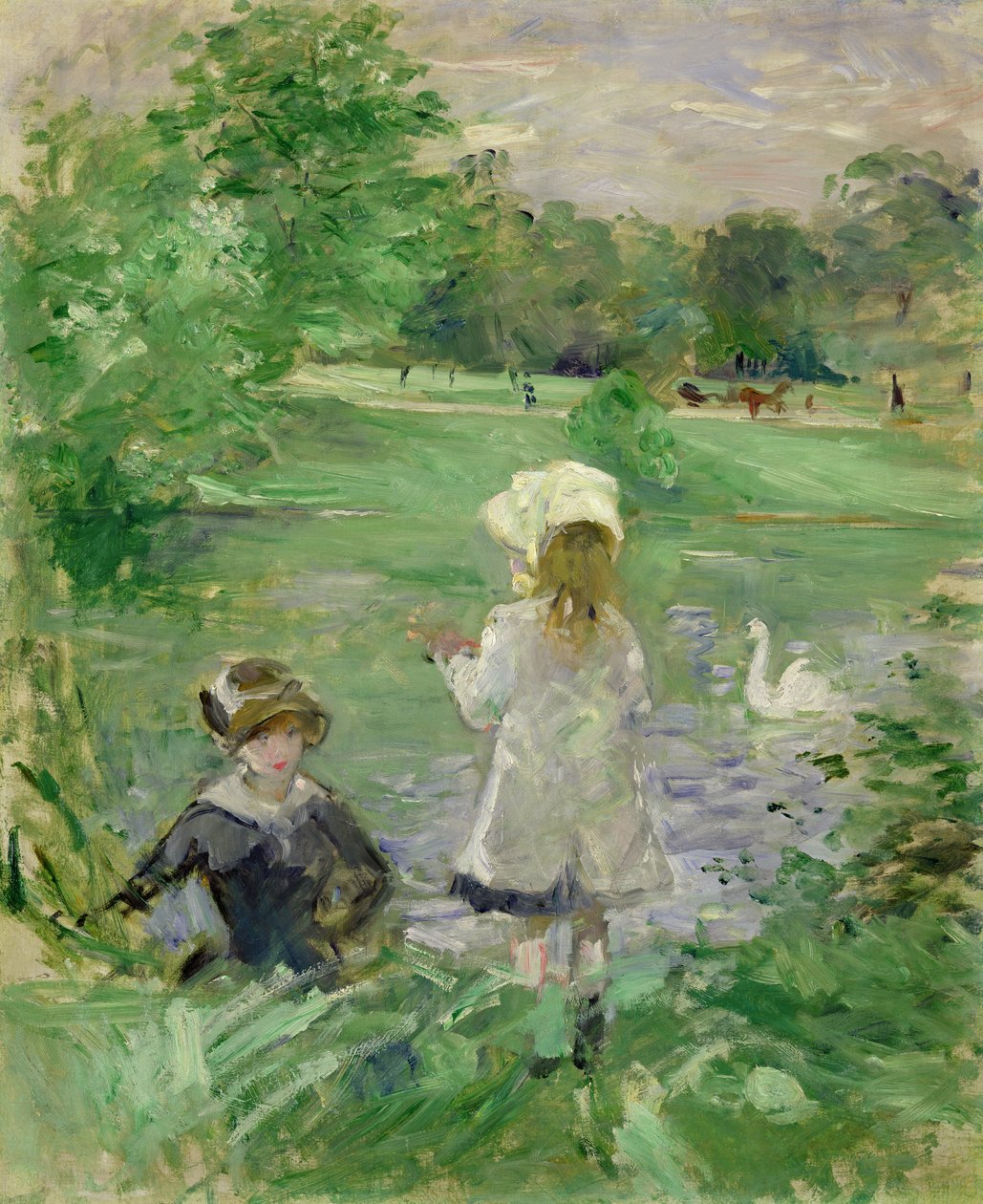 Ao lado de um lago de Berthe Morisot