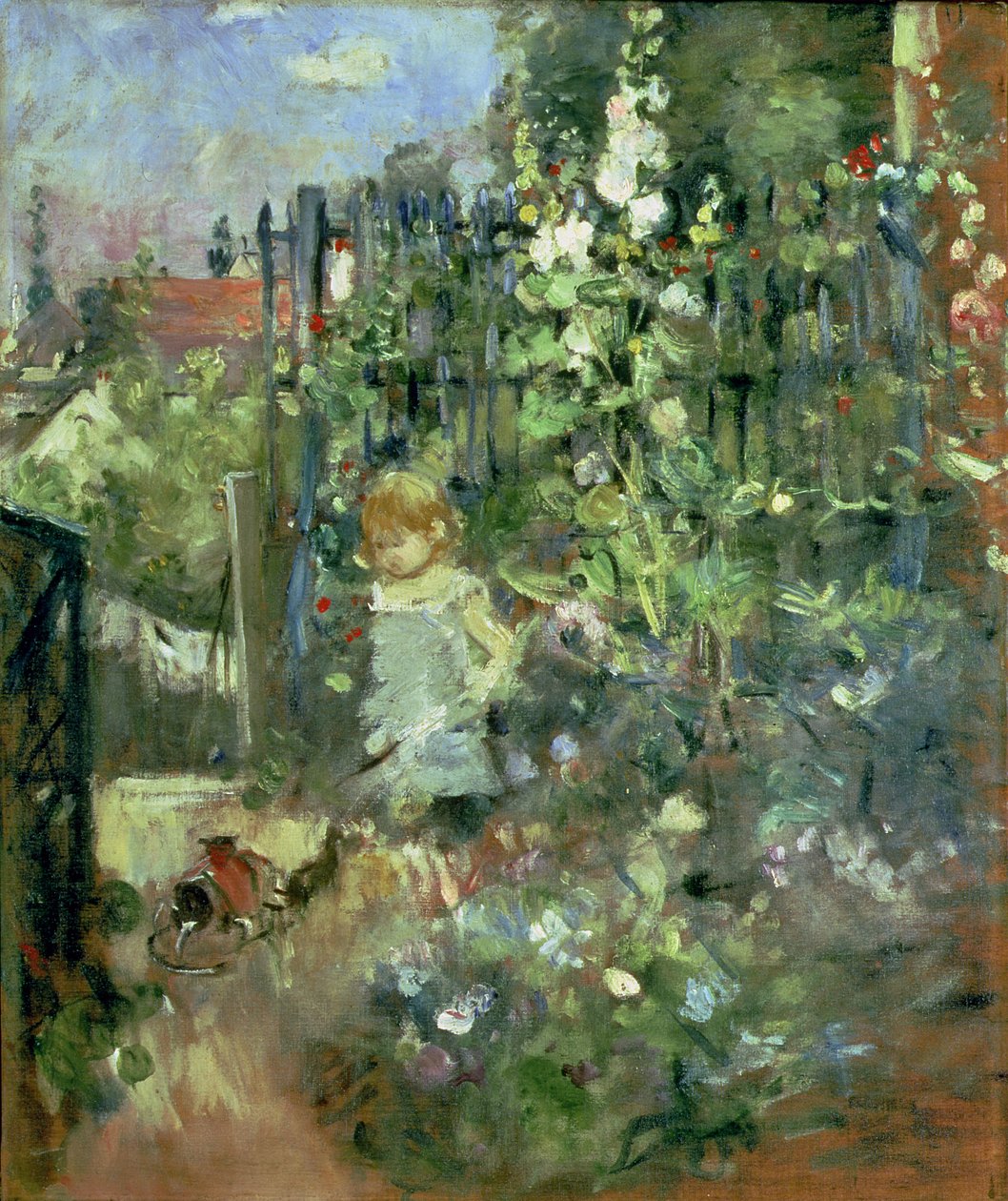 Criança nas Hollyhocks, 1881 de Berthe Morisot