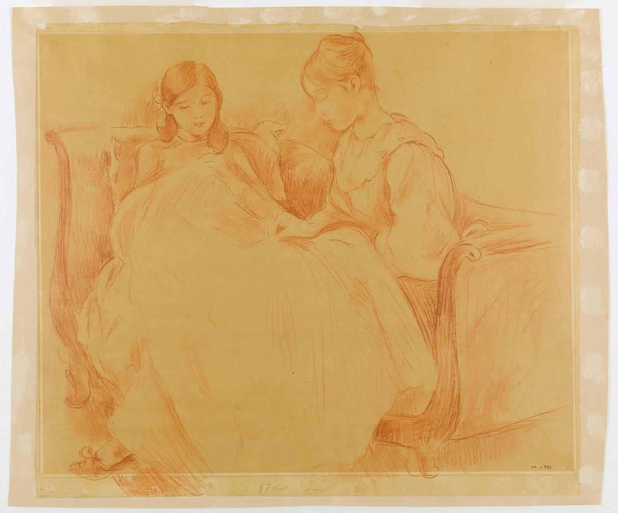 Estudo de jovens raparigas a costurar de Berthe Morisot