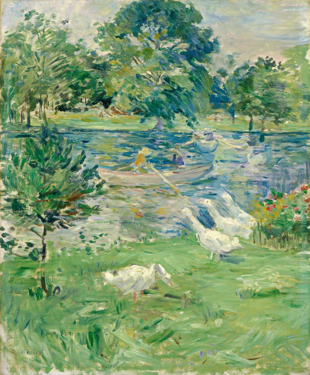 Garota em um barco com gansos de Berthe Morisot