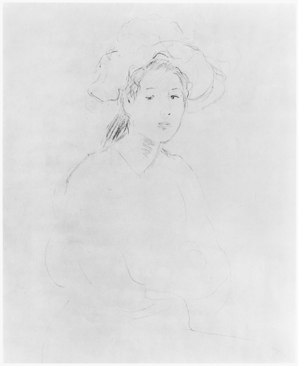 Cabeça de uma mulher (Verso) (ver 383972 Recto) 1893 de Berthe Morisot