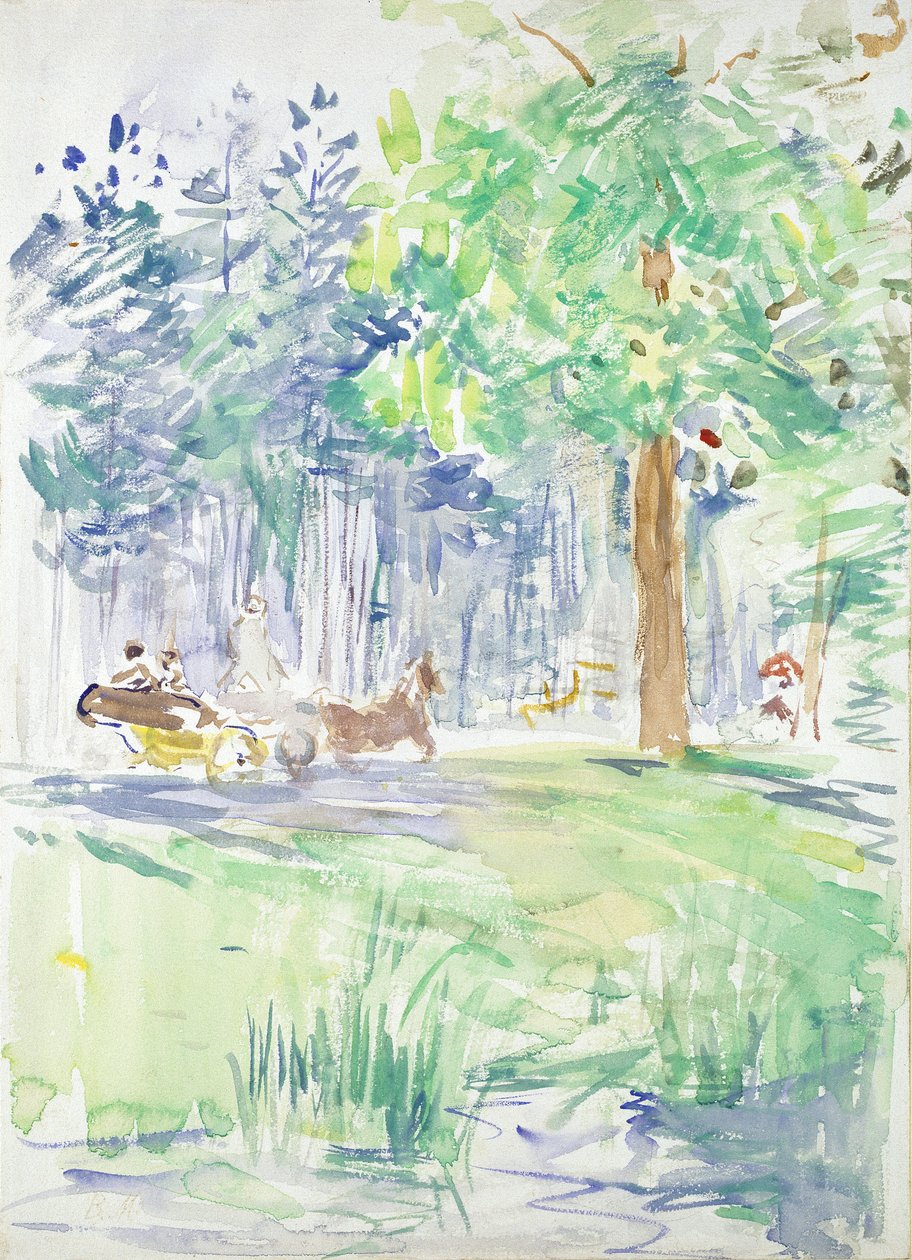 Cavalo e carruagem em uma estrada da floresta, depois de 1883 de Berthe Morisot