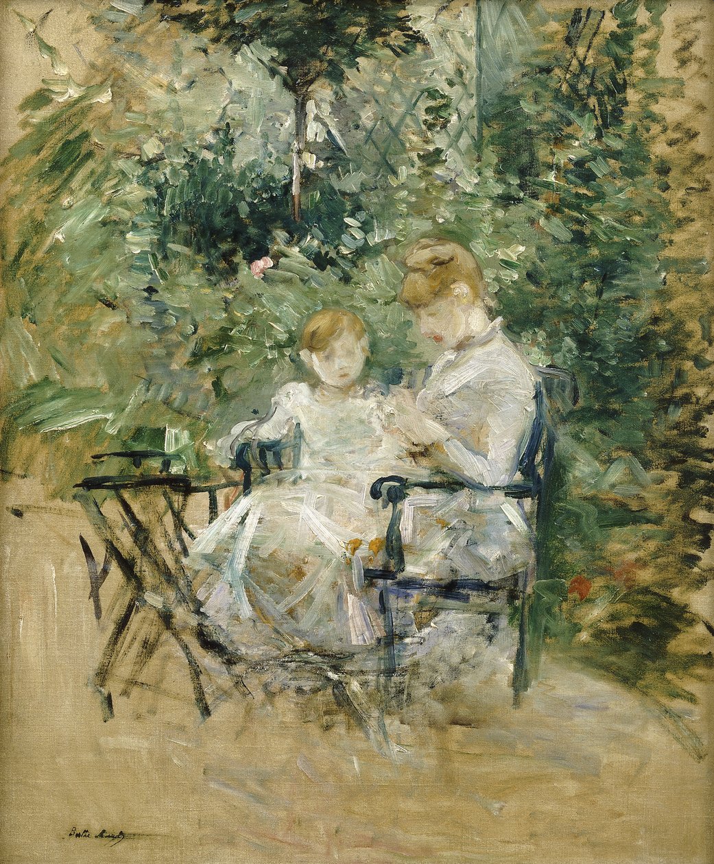 No Jardim; No jardim, c.1885 de Berthe Morisot