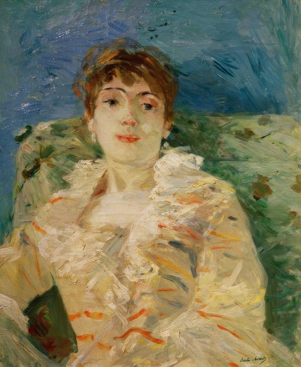 Jovem mulher no sofá de Berthe Morisot