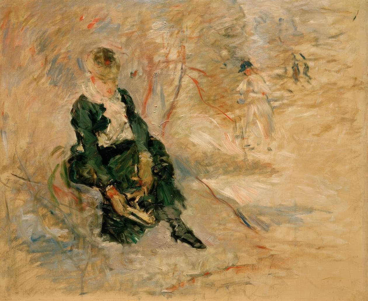 Jovem mulher colocando seu skate de volta de Berthe Morisot