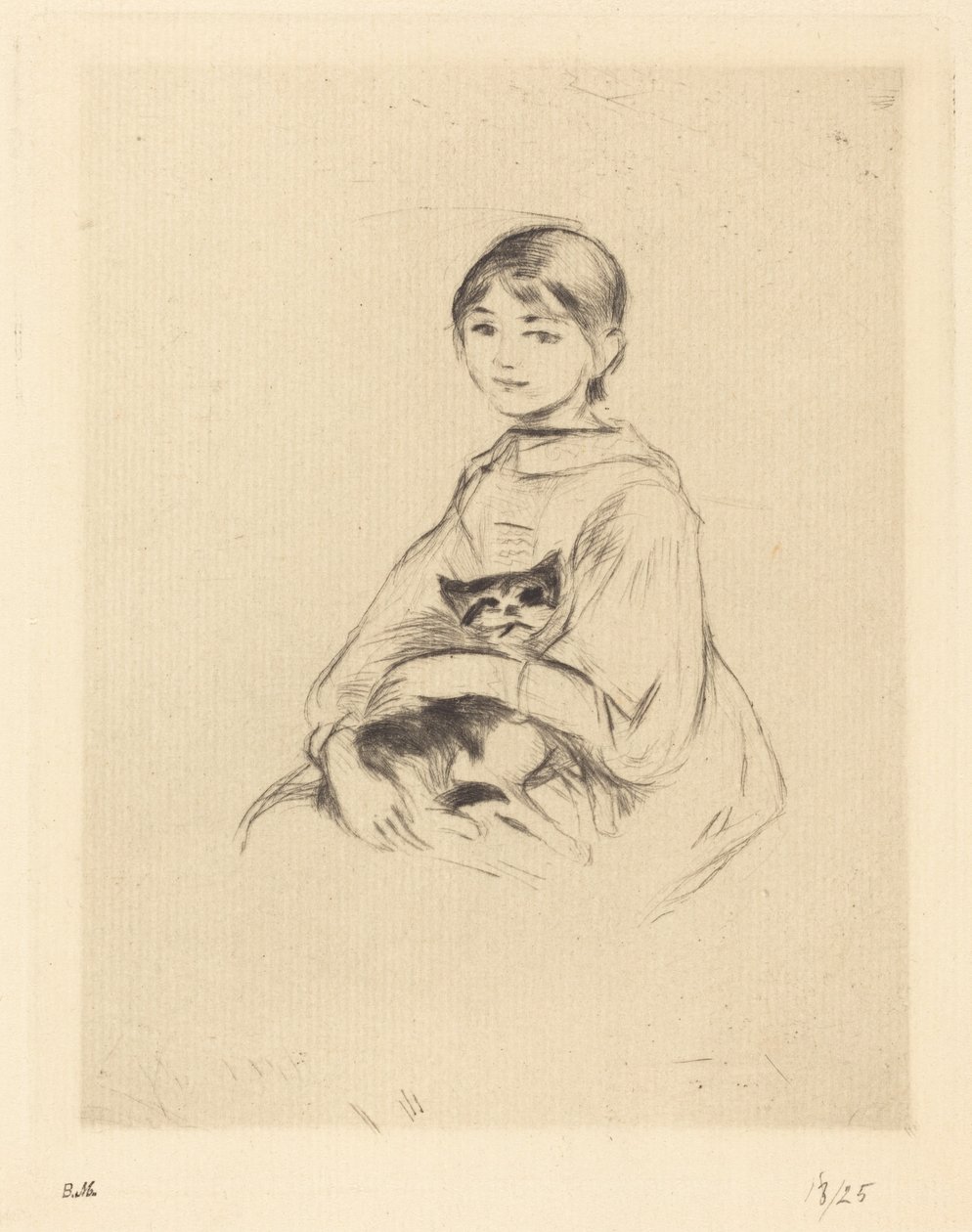Julie Manet a segurar um gato de Berthe Morisot