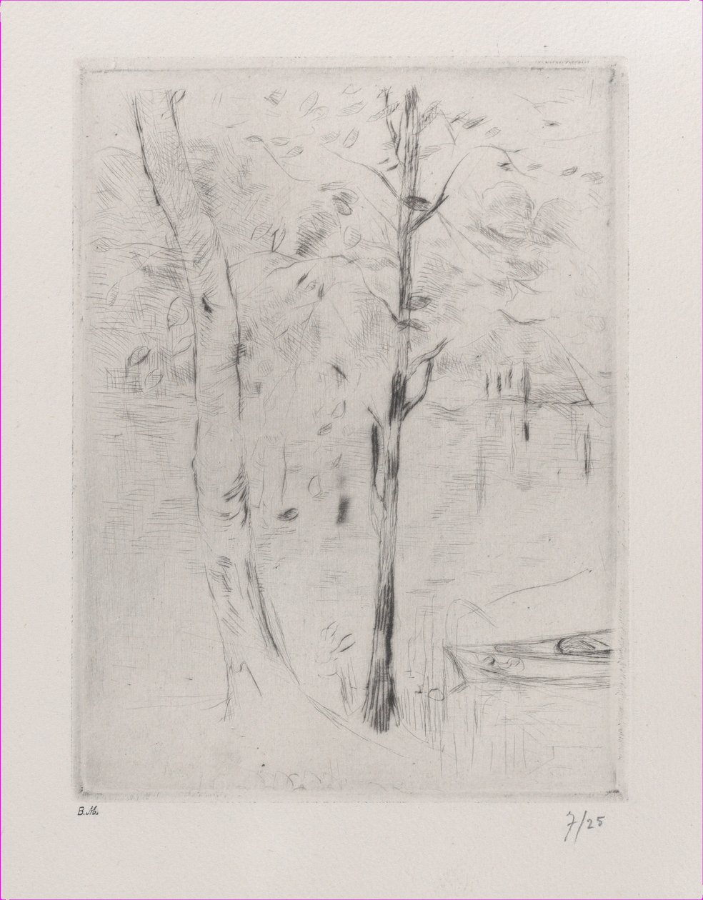 Paisagem Troncos de árvores perto de um rio, 1888. de Berthe Morisot