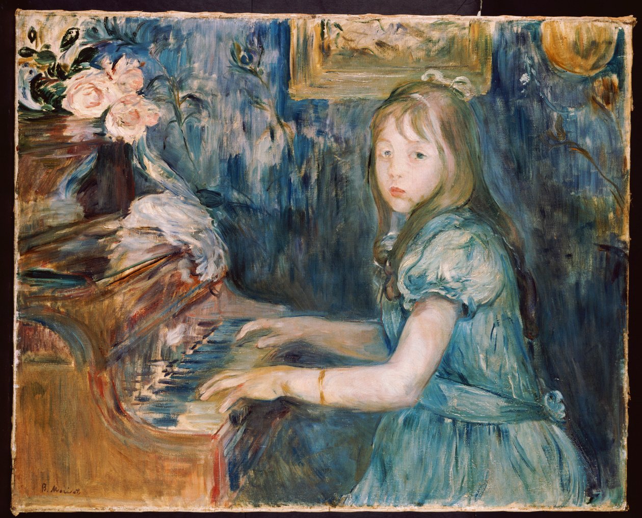 Lucie Leon ao piano, c.1892 de Berthe Morisot