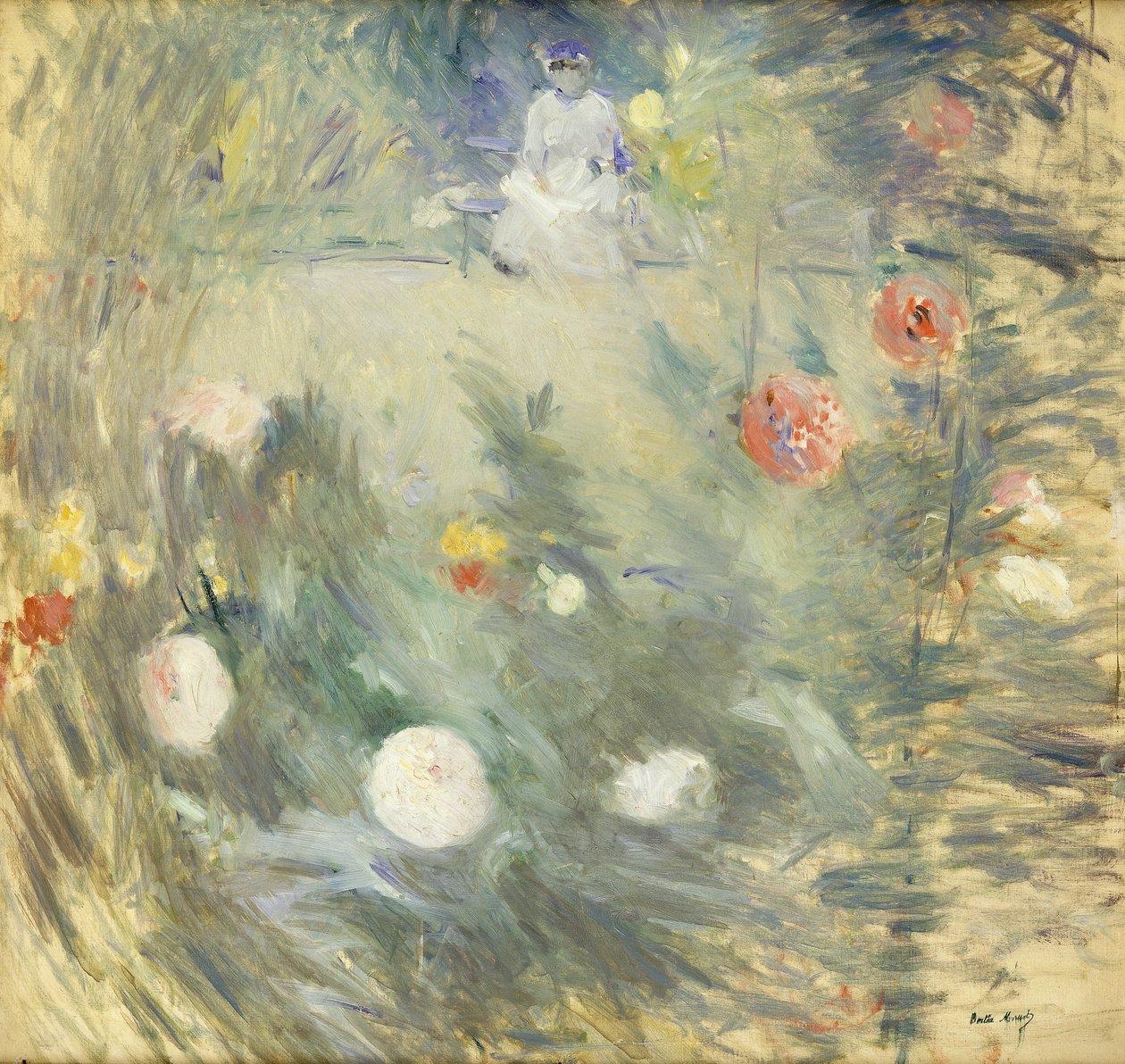Babá no final do jardim; Babá no fundo de um jardim, 1880 de Berthe Morisot