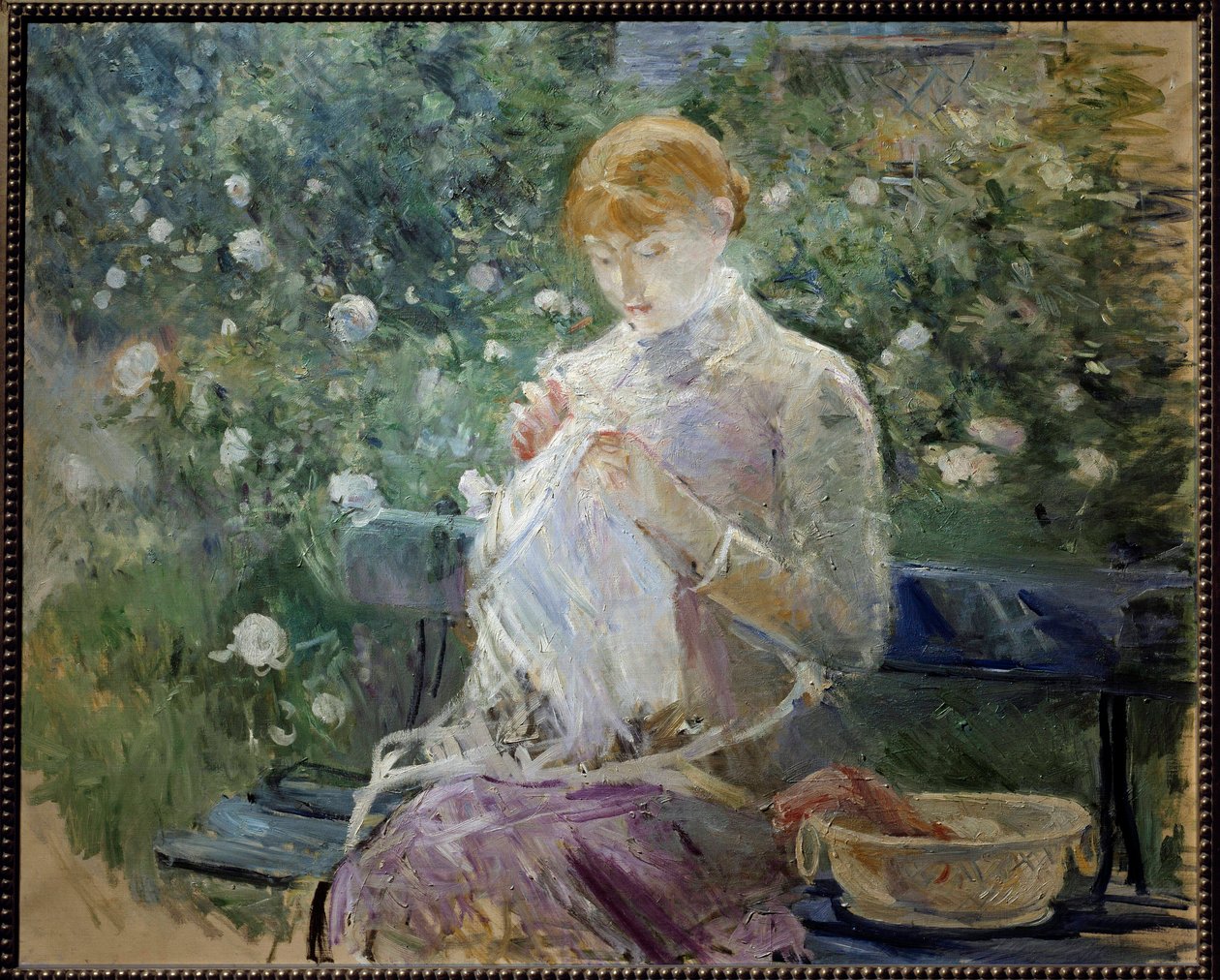 Pasie costurando no jardim uma Pintura Bougival de Berthe Morisot (1841-1895) 1881 Sol. 0,81x1 m Pau, Musee des Beaux Arts de Berthe Morisot