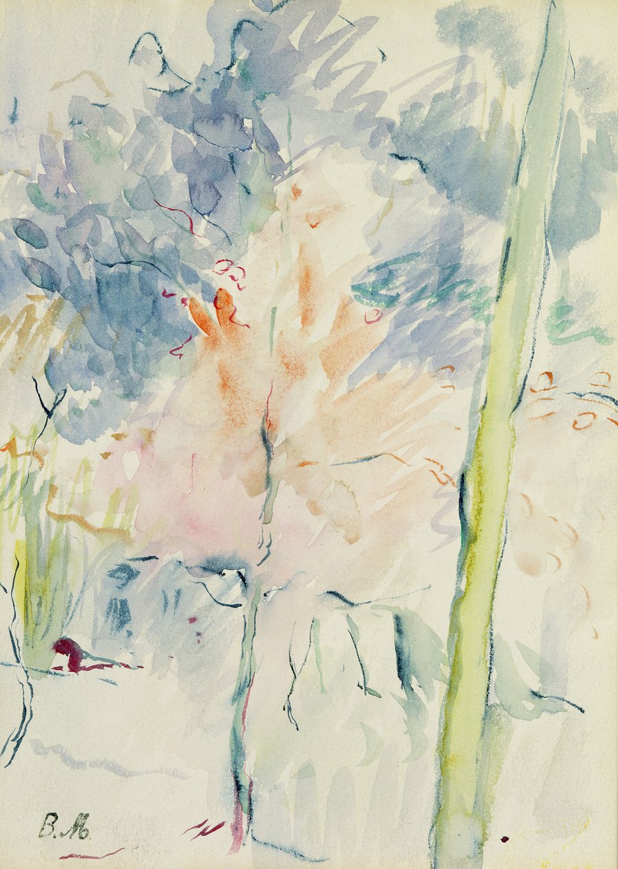 Árvore vermelha em uma madeira, 1893 de Berthe Morisot