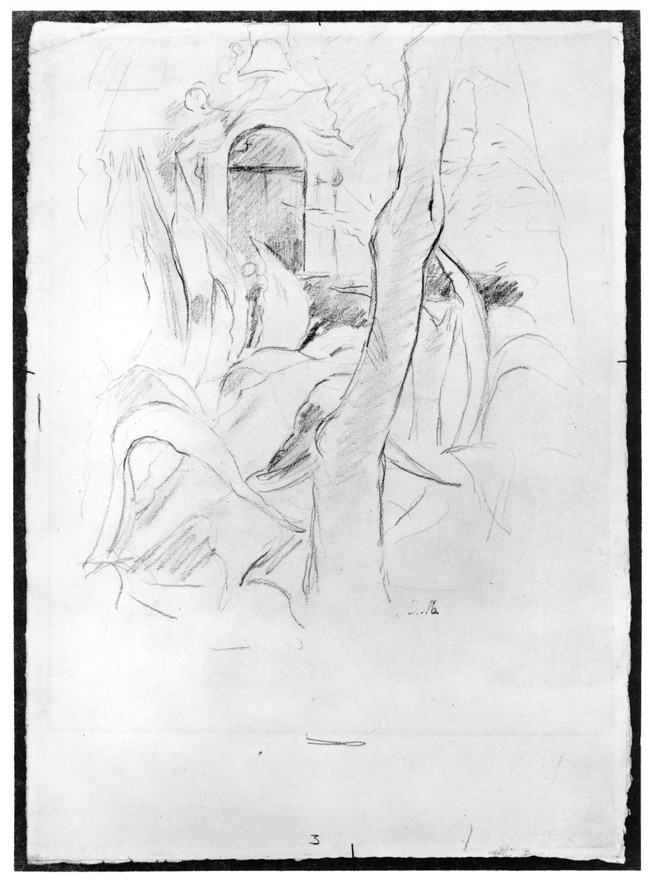 O Aloés em Villa Ratti, 1889 (grafite sobre papel) de Berthe Morisot