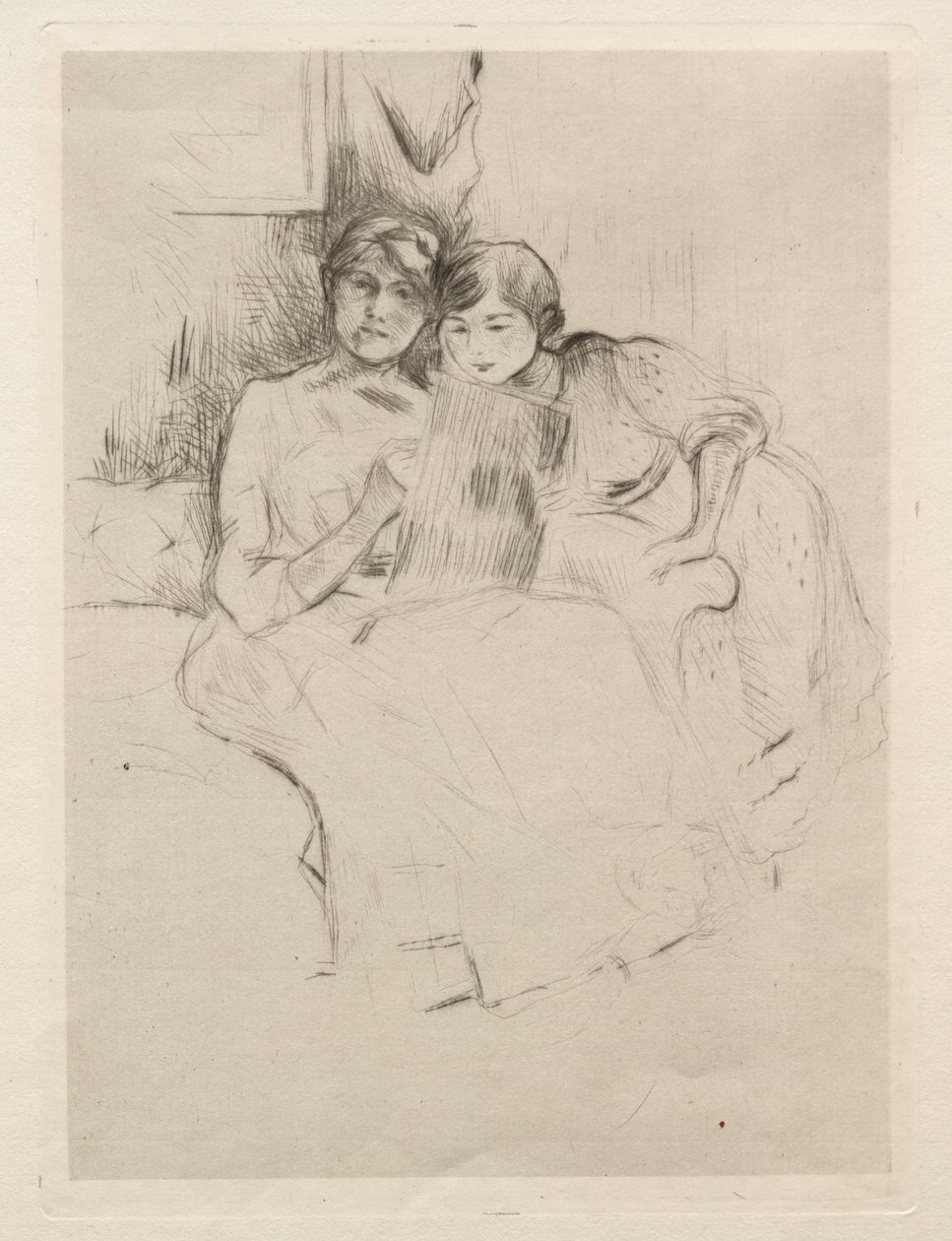 A lição de desenho (Berthe Morisot desenhando com sua filha) de Berthe Morisot