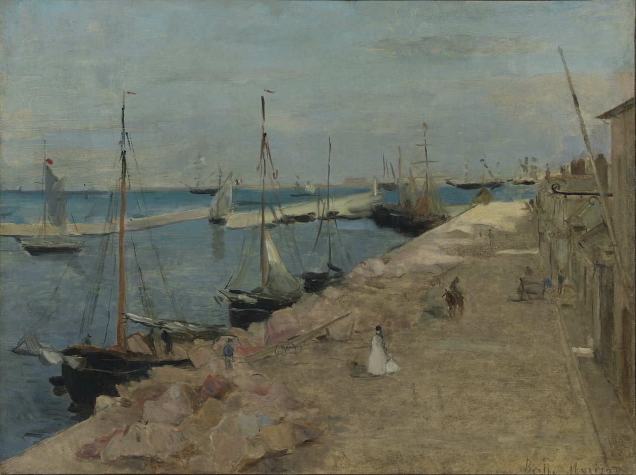 O porto em Cherbourg, 1871 de Berthe Morisot