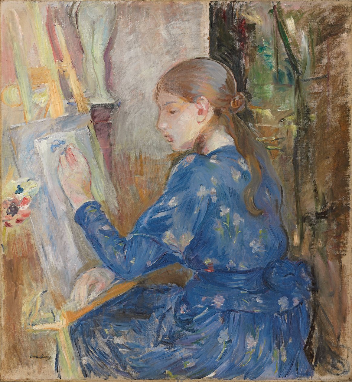 Escrita jovem; Jovem escrevendo, 1891 de Berthe Morisot