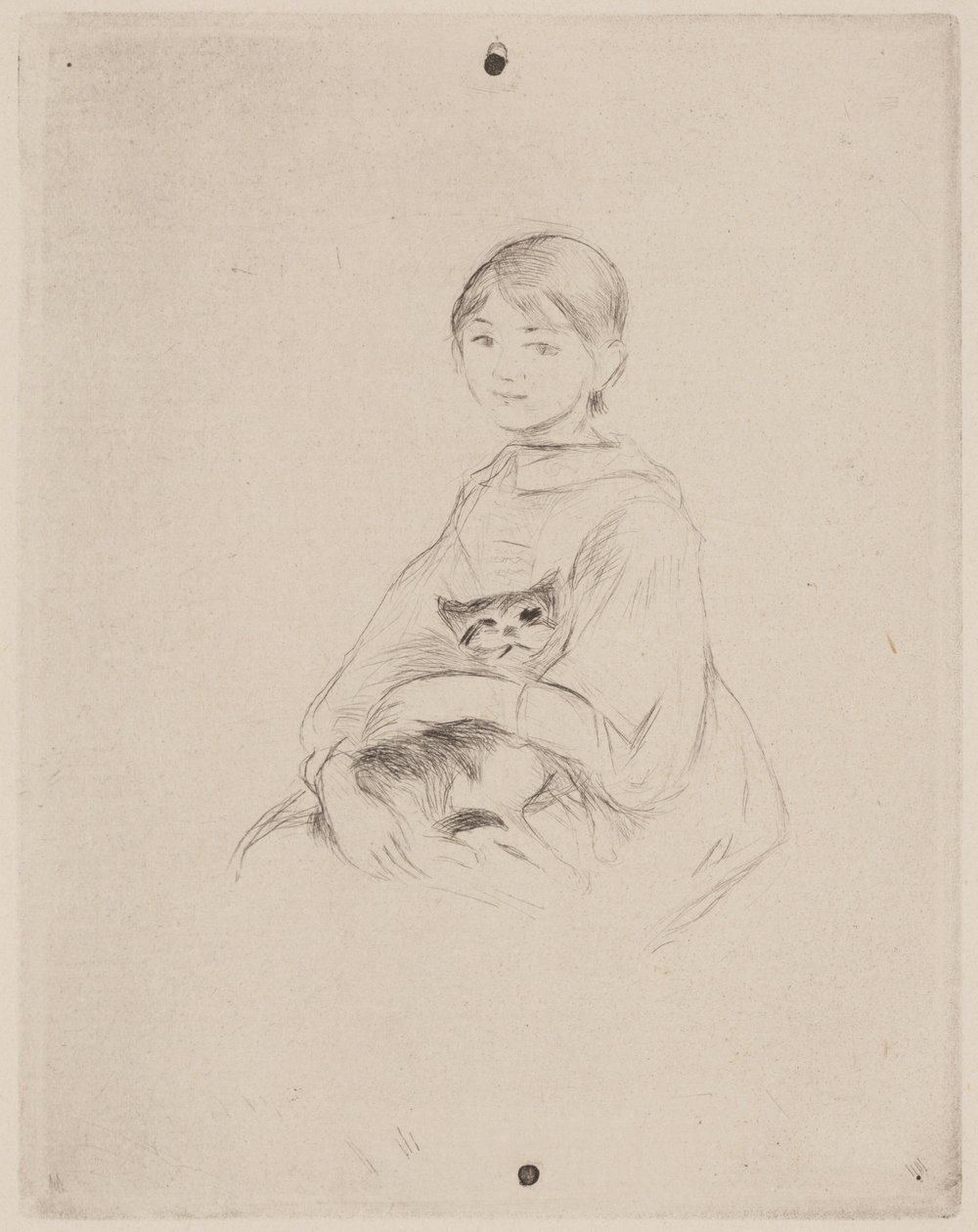 Jovem com gato (Julie Manet) de Berthe Morisot
