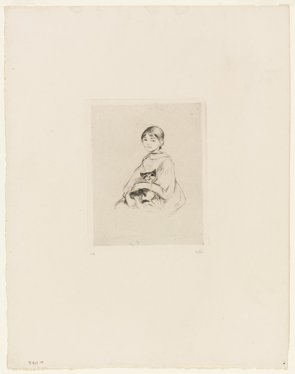 Jovem rapariga com um gato de Berthe Morisot