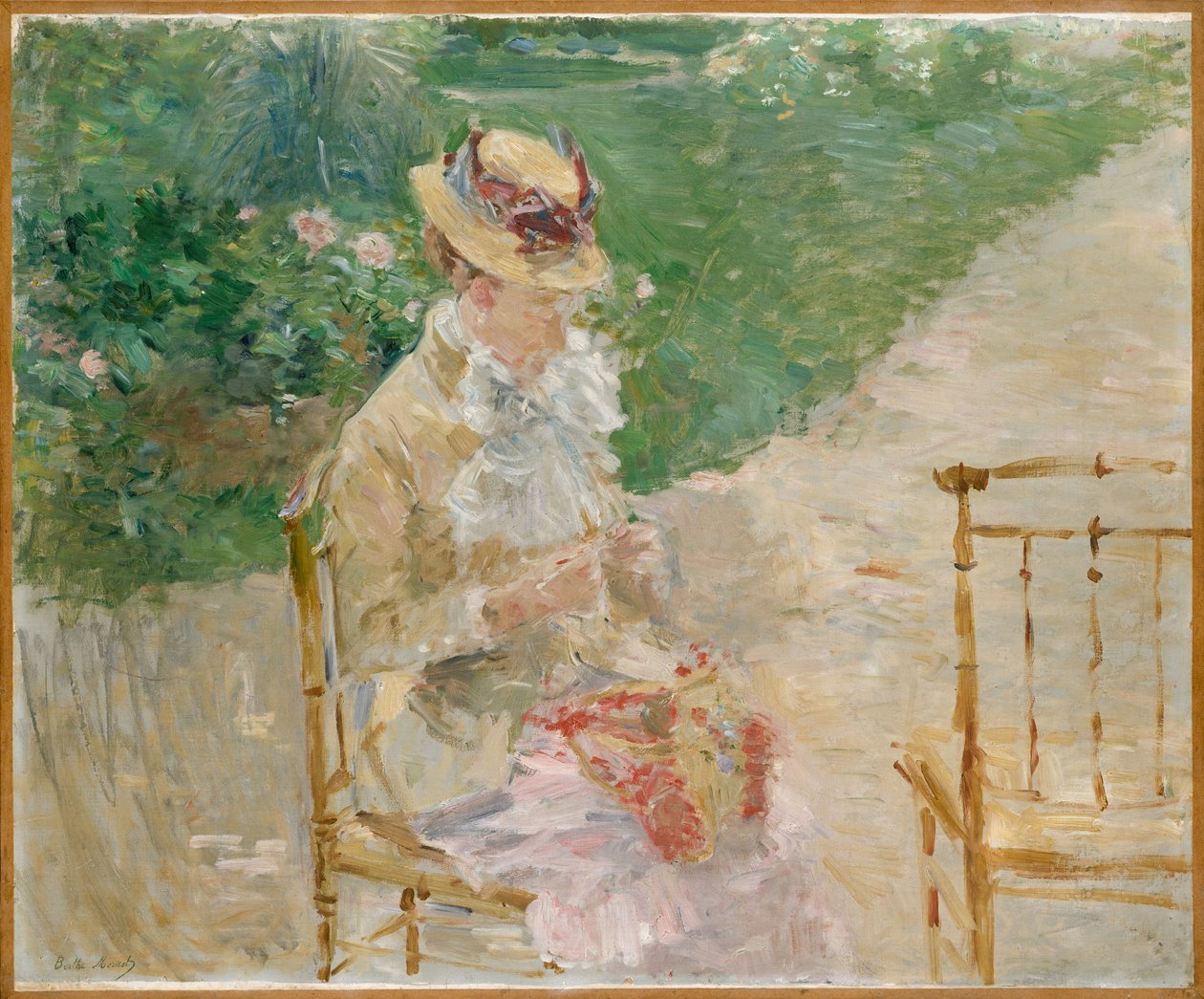 Jovem tricô, c.1883 (óleo sobre tela) de Berthe Morisot