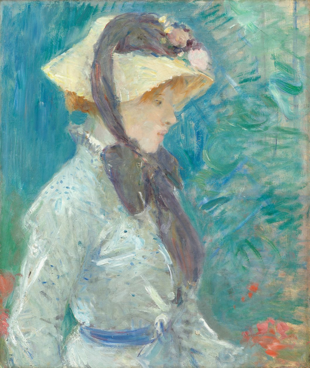 Jovem com um chapéu de palha de Berthe Morisot