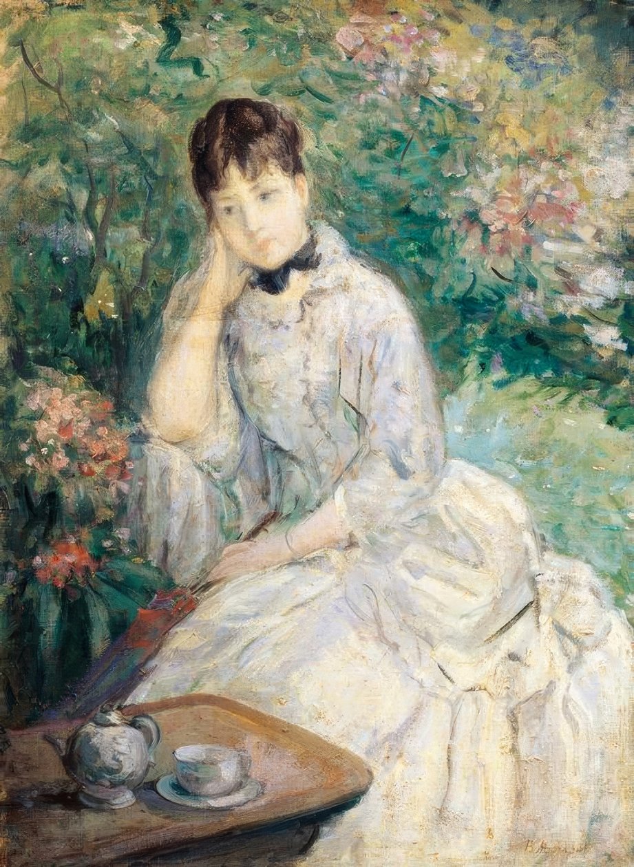Jovem mulher sentada num sofá, de Berthe Morisot