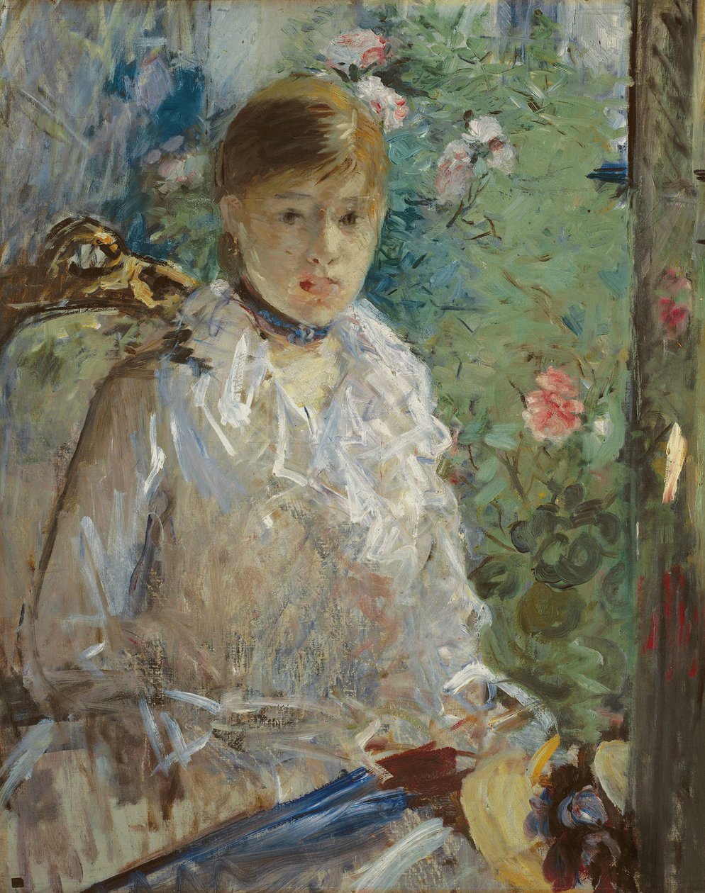 Mulher jovem, sentando, frente, um, janela, chamado, verão, 1879 de Berthe Morisot